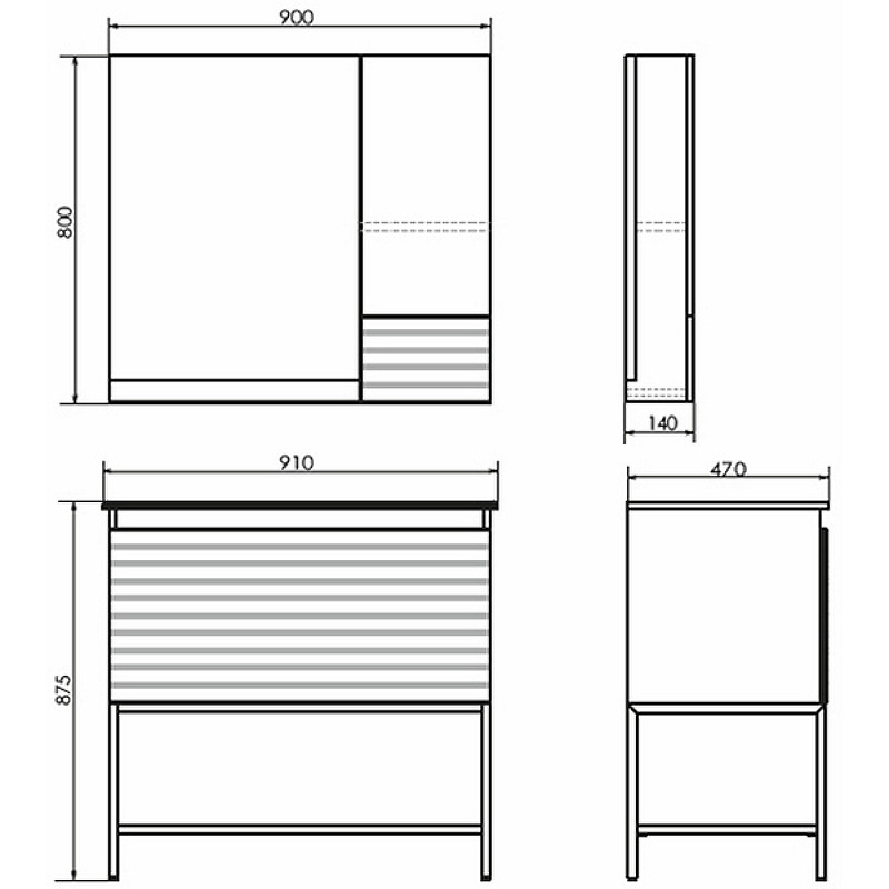 Зеркало-шкаф дуб дымчатый 90x80см Comforty 00-00006573CF