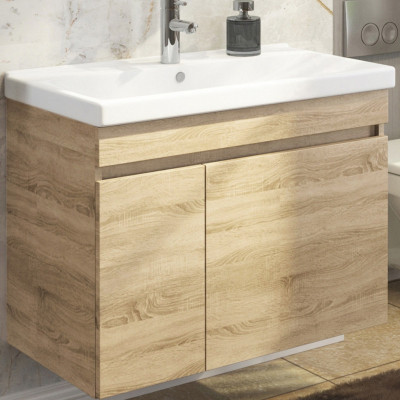 Тумба с раковиной подвесная дуб сонома 80см Comforty 00004142219CF