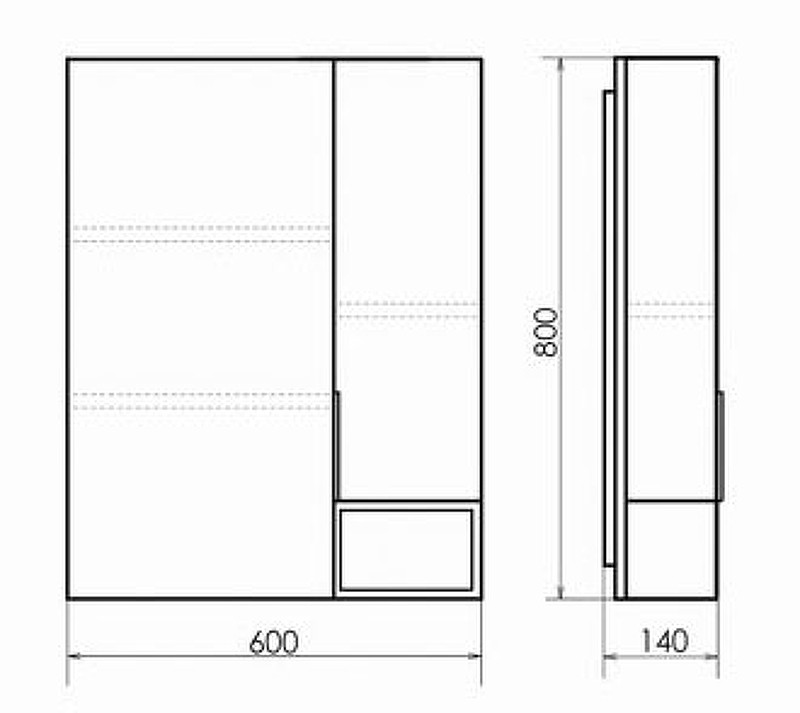Зеркало-шкаф бетон светлый 60x80см Comforty 00-00004331CF