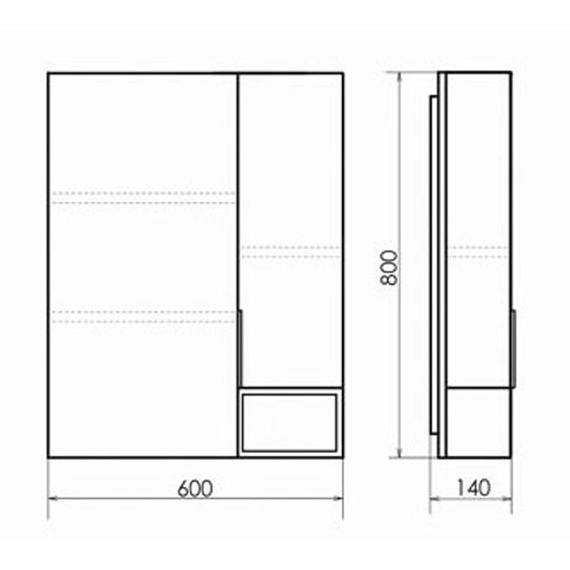 Зеркало-шкаф дуб темный 60x80см Comforty 00004150528CF