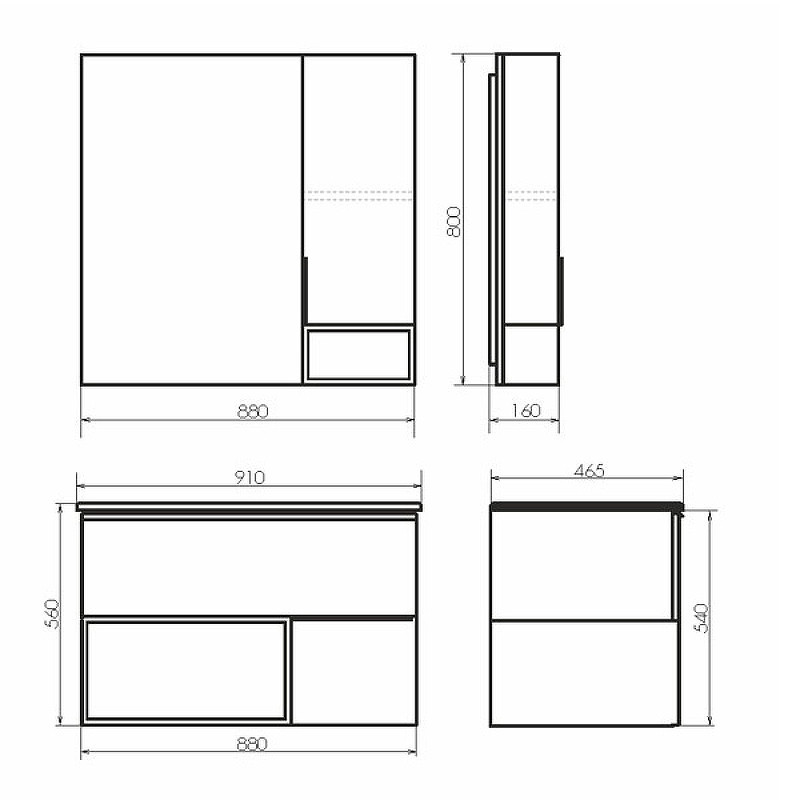 Зеркало-шкаф бетон светлый 90x80см Comforty 00-00006504CF