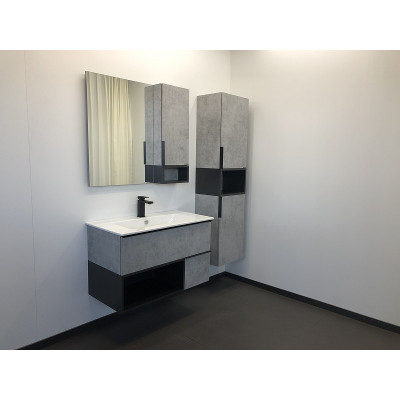 Зеркало-шкаф бетон светлый 90x80см Comforty 00-00006504CF