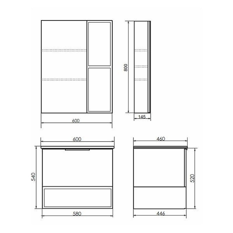 Тумба с раковиной подвесная бетон светлый 60см Comforty 00-00004332CF