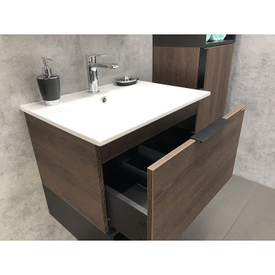 Тумба с раковиной подвесная дуб темный 60см Comforty 00004150530CF