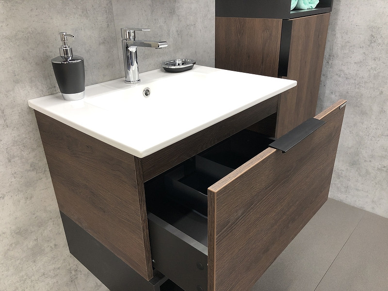 Тумба с раковиной подвесная дуб темный 60см Comforty 00004150530CF