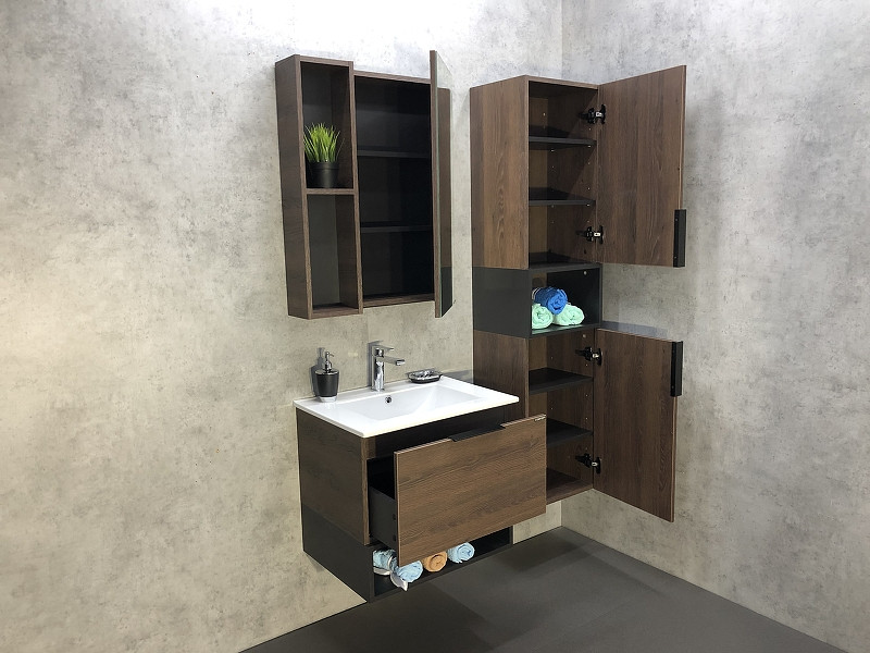 Тумба с раковиной подвесная дуб темный 60см Comforty 00004150530CF
