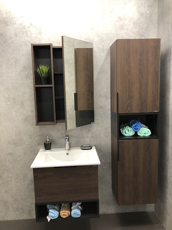 Тумба с раковиной подвесная дуб темный 60см Comforty 00004150530CF