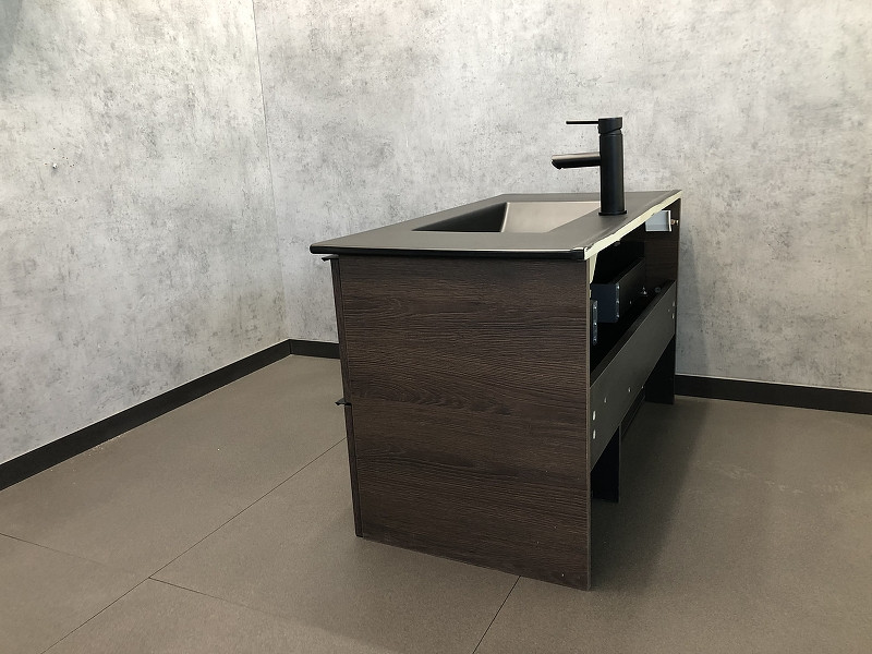 Тумба с раковиной подвесная дуб темный 90см Comforty 00-00002048CF