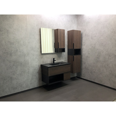 Тумба с раковиной подвесная дуб темный 90см Comforty 00-00002048CF