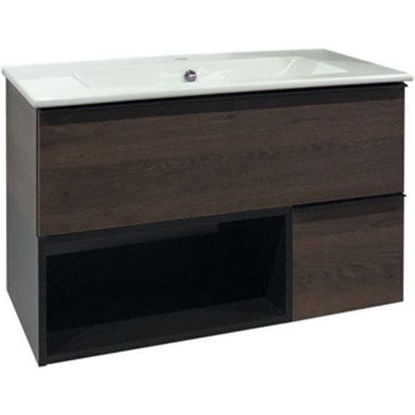 Тумба с раковиной подвесная дуб темный 90см Comforty 00004150657CF