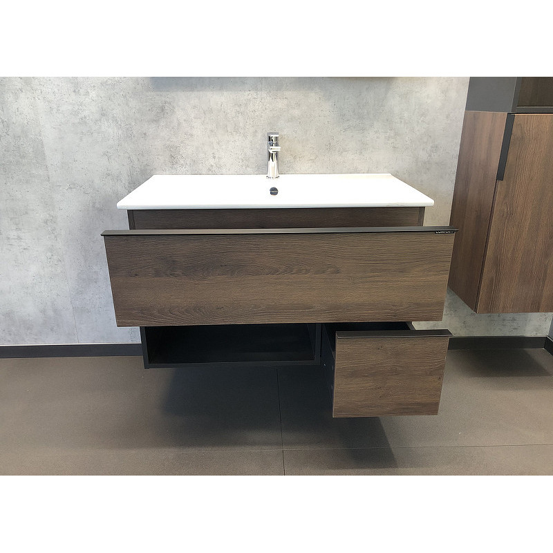 Тумба с раковиной подвесная дуб темный 90см Comforty 00004150657CF
