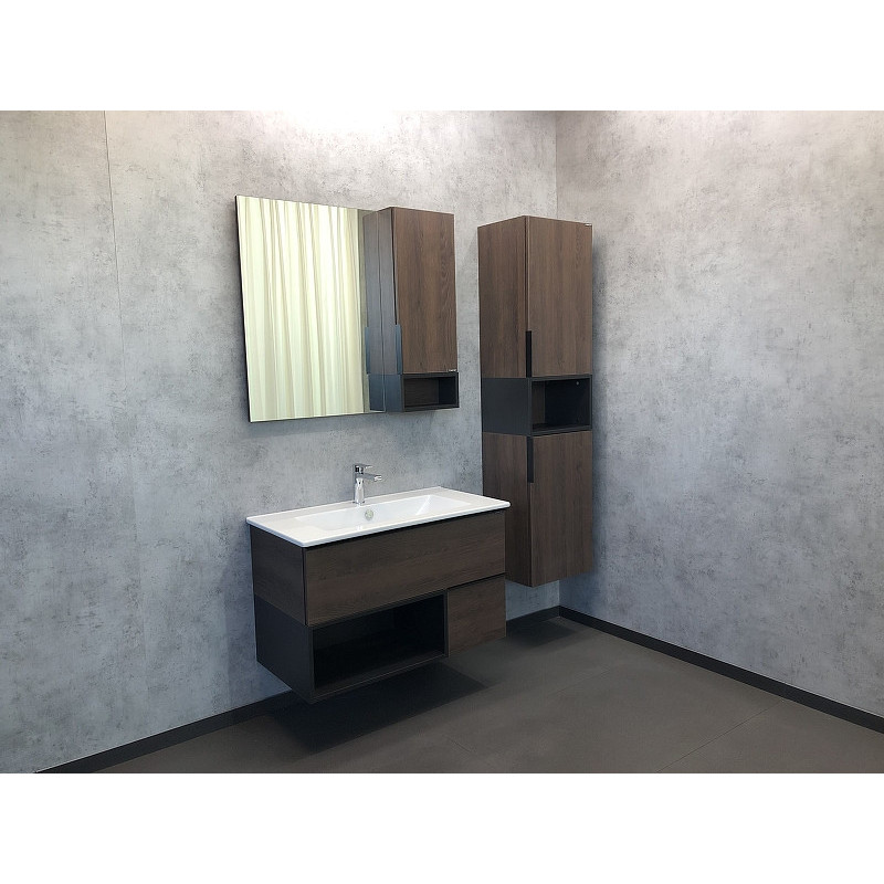 Тумба с раковиной подвесная дуб темный 90см Comforty 00004150657CF
