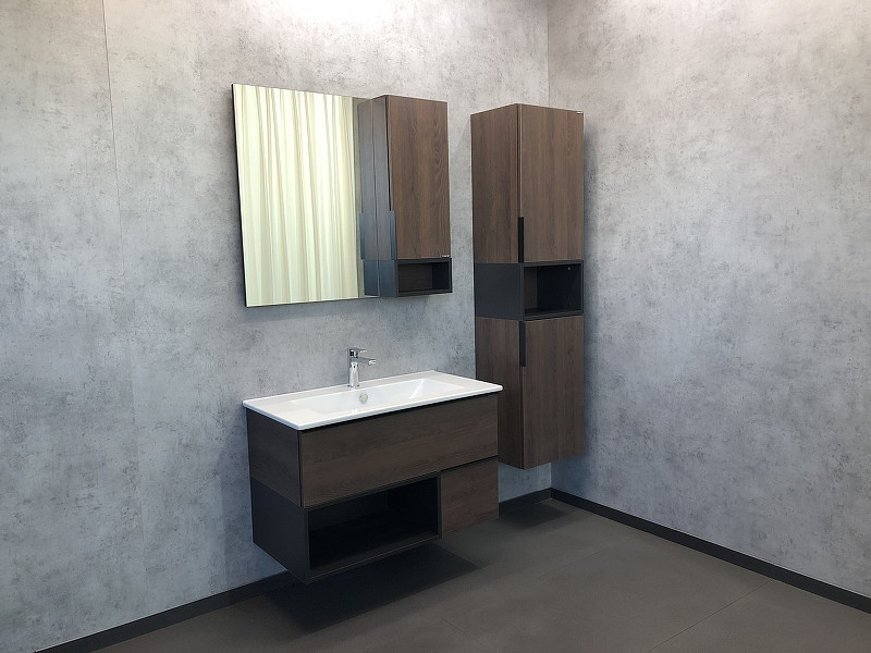Тумба с раковиной подвесная дуб темный 90см Comforty 00004150657CF