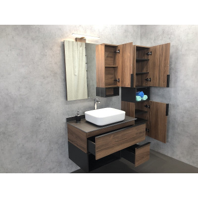 Тумба с раковиной подвесная дуб темный 90см Comforty 00-00002868CF