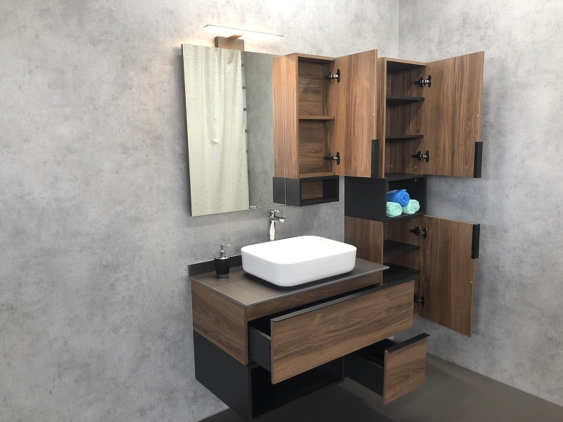 Тумба с раковиной подвесная дуб темный 90см Comforty 00-00002868CF