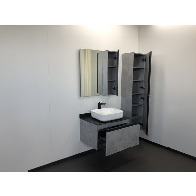 Зеркало-шкаф бетон светлый 75x80см Comforty 00004149063CF