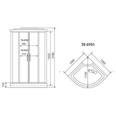 Душевая кабина левая 120х80х218см белая Timo TE-0702 L