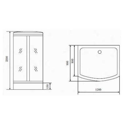 Душевая кабина 120х90х220см хром Timo T-6615 S