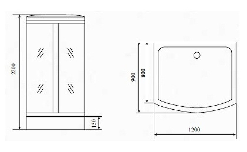 Душевая кабина 120х90х220см хром Timo T-6615 S