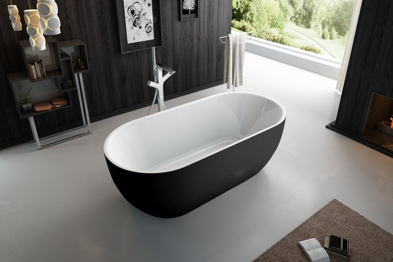 Ванна 170x80х60см Belbagno BB70-1700-800-W/NM отдельностоящая акриловая, черный матовый