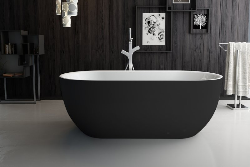 Ванна 170x80х60см Belbagno BB70-1700-800-W/NM отдельностоящая акриловая, черный матовый