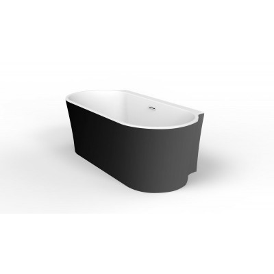 Ванна 170x80х60см Belbagno BB409-1700-800-W/NM пристенная акриловая, черный матовый