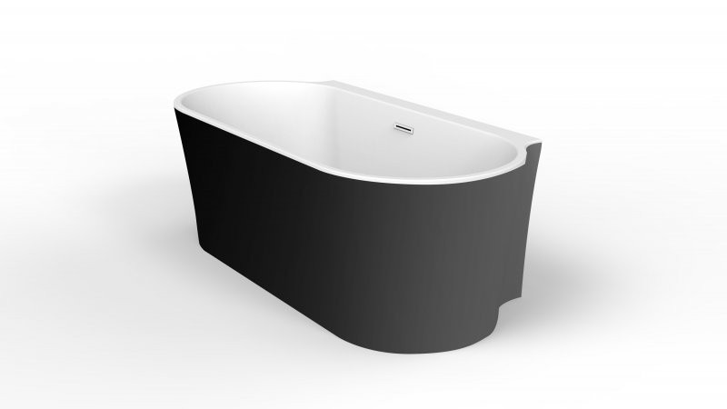 Ванна 170x80х60см Belbagno BB409-1700-800-W/NM пристенная акриловая, черный матовый