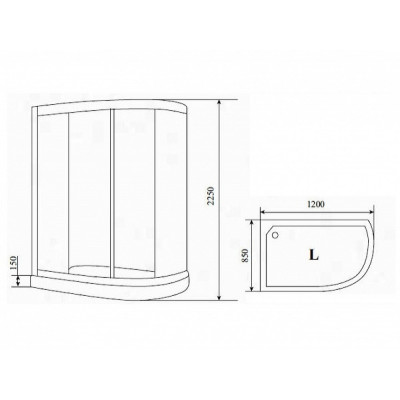 Душевая кабина левая 120х85х220см хром Timo T-8802L C
