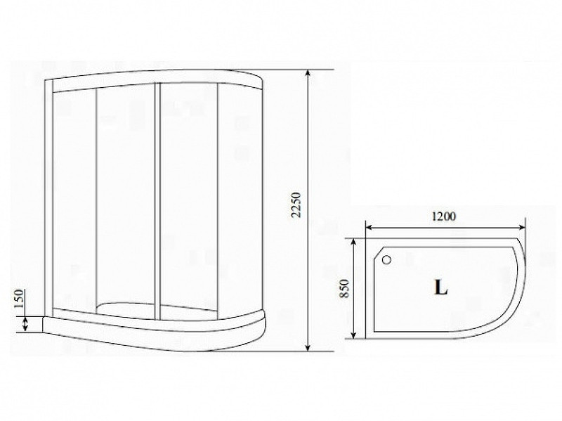 Душевая кабина левая 120х85х220см хром Timo T-8802L C