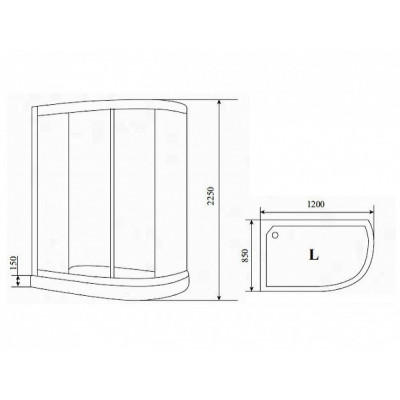Душевая кабина левая 120х85х220см хром Timo T-8802L F