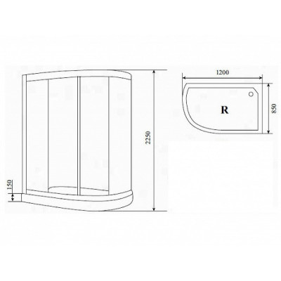 Душевая кабина правая 120х85х220см хром Timo T-8802R F