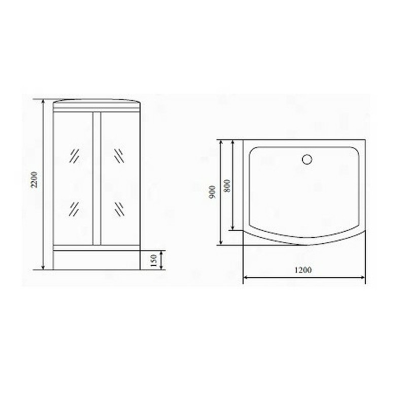 Душевая кабина 120х90х220см хром Timo T-8815 C