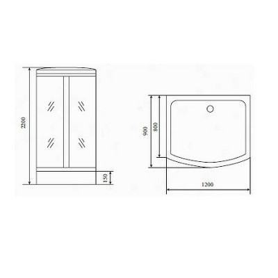 Душевая кабина 120х90х220см хром Timo T-8815 F