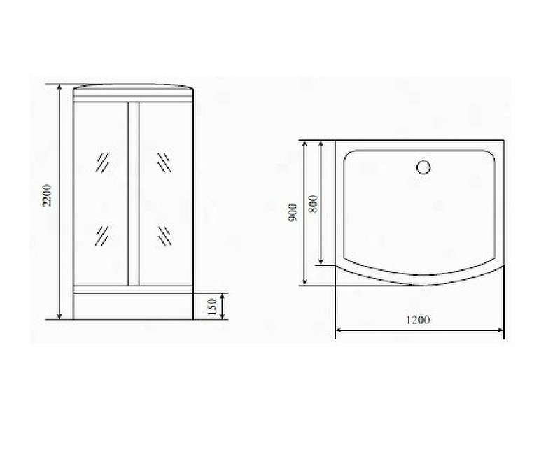 Душевая кабина 120х90х220см хром Timo T-8815 F