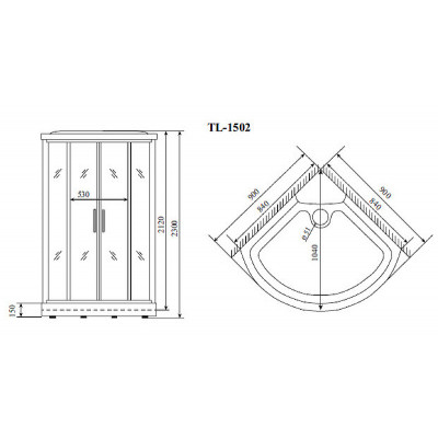 Душевая кабина 90х90х230см хром Timo TL-1502