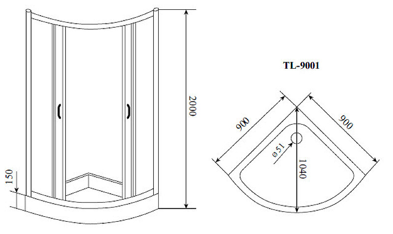 Душевой уголок 90х90х200см хром Timo TL-9001 F