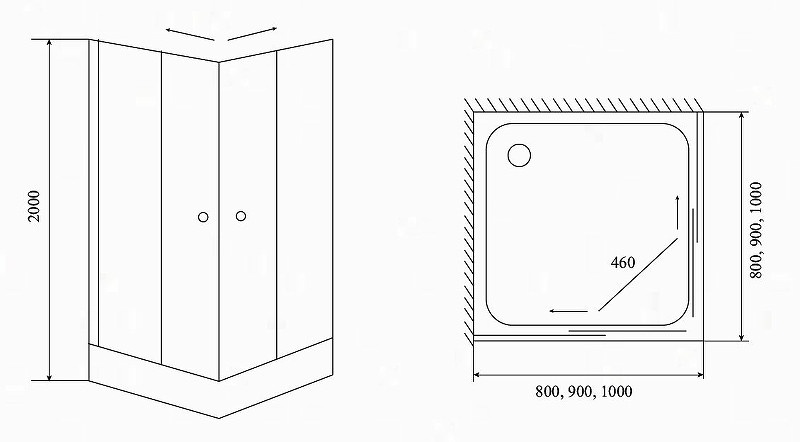 Душевой уголок 90х90х200см хром Timo TL-9002 F