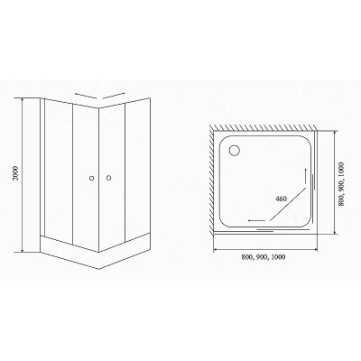 Душевой уголок 90х90х200см хром Timo TL-9002 R