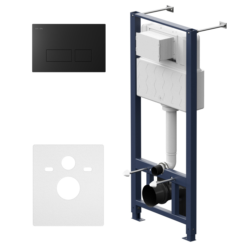 Инсталляция для подвесного унитаза Am.pm Pro I012704.7038 с пневматической клавишей Pro S черной матовой