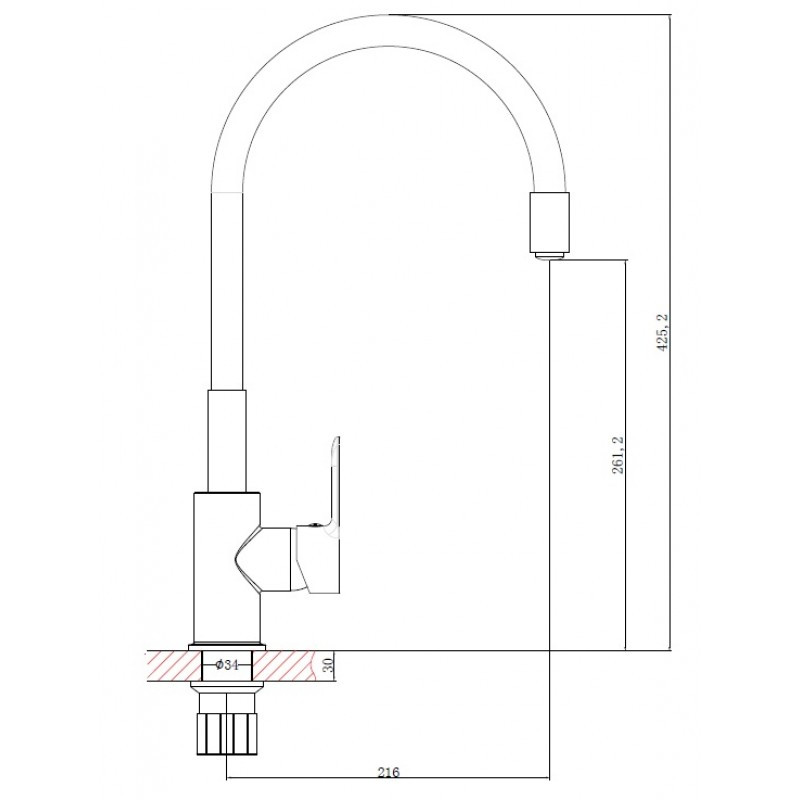 Смеситель для кухни красный Zollen Rhein RH77812731 с гибким изливом