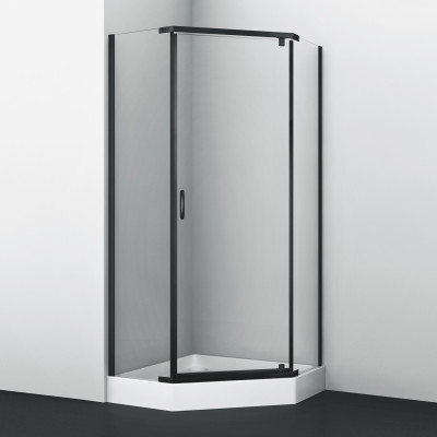 Душевой уголок 100х100х200см черный WasserKraft Wiese 84P38