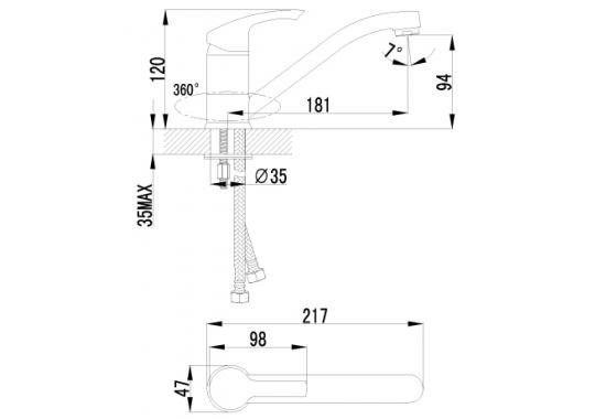 Смеситель Lemark для кухни с поворотным изливом, Advance  LM1204C