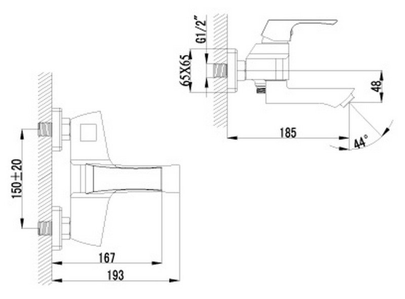 Смеситель Lemark для ванны c фиксированным плоским изливом 107мм,  UNIT, LM4514C