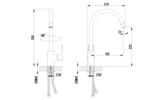 Смеситель Lemark для кухни с высоким поворотным изливом, GRACE LM1505C  Lemark