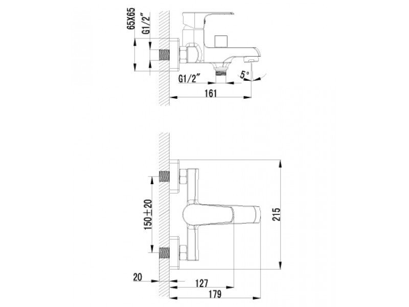 Смеситель Lemark для ванны с монолитным изливом, Factor, LM1612C