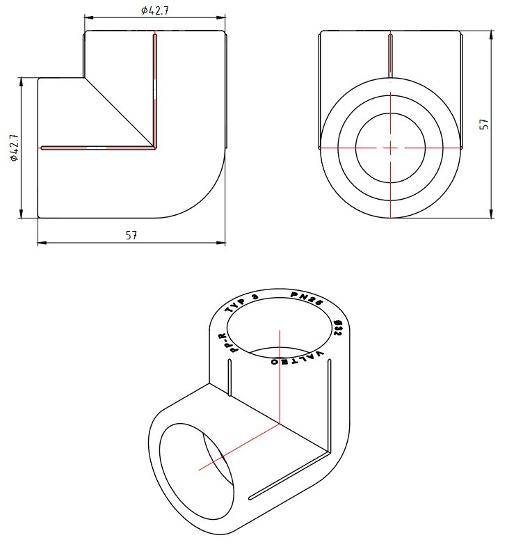 Угольник PPR белый 32 VALTEC VTp.751.0.032
