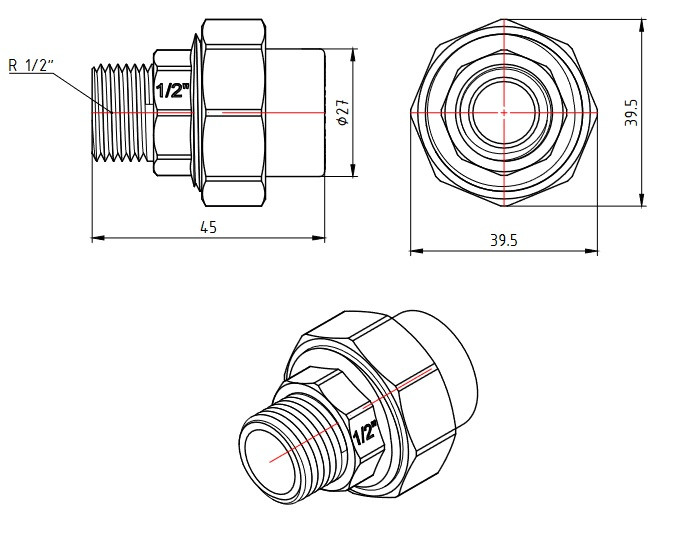 Муфта PPR белая разъемная НР 20 х 1/2" VALTEC VTp.761.0.02004
