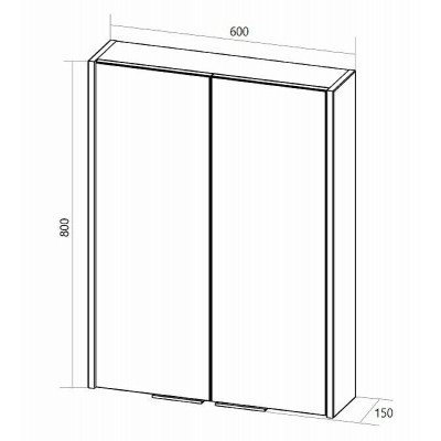 Зеркало-шкаф графит 60x80см 1Marka У92541