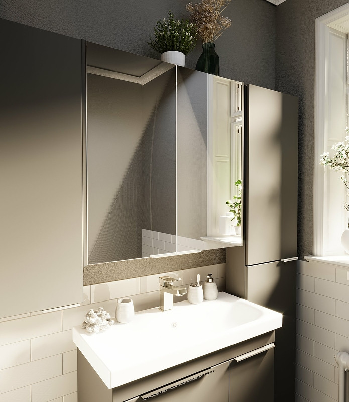 Зеркало-шкаф графит 60x80см 1Marka У92541