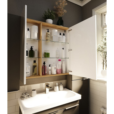 Зеркало-шкаф графит 80x80см 1Marka У92543